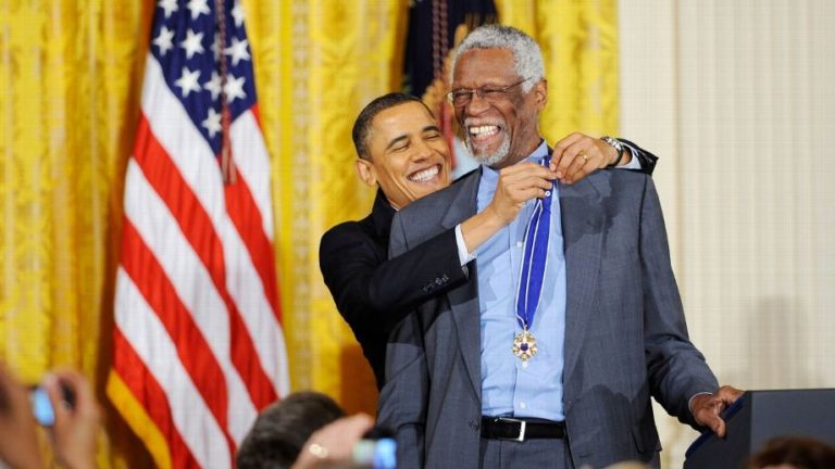 President Barack Obama awarded Boston Celtics legend Bill Russell the Presidential Medal of Freedom in 2011. It remains one of the items in Russell's collection that will not be placed up for auction.